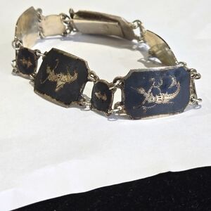 Vintage Siam 925 Sterling Silver Bracelet Dancing Goddess